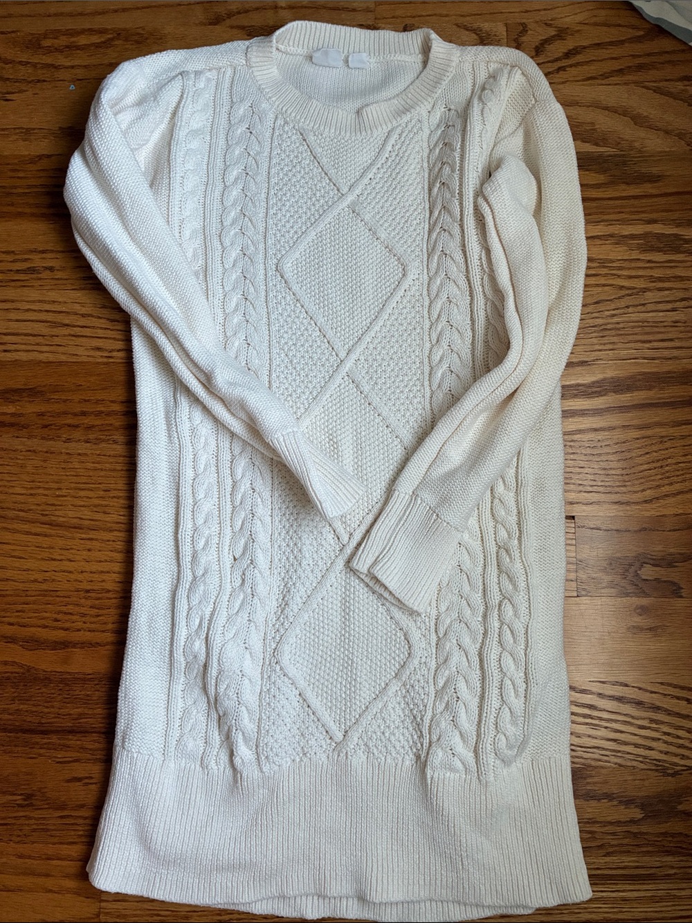 Girls Cream Cable Knit Sweater Dress